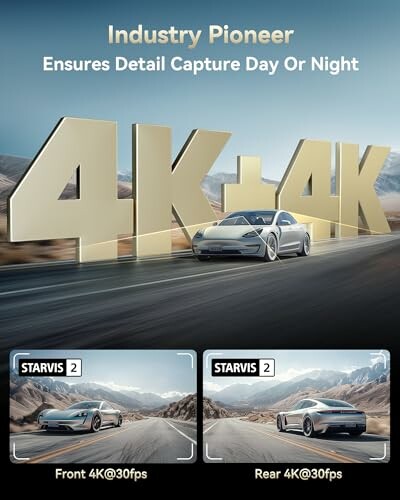 Ad for 4K dual camera car with front and rear views.