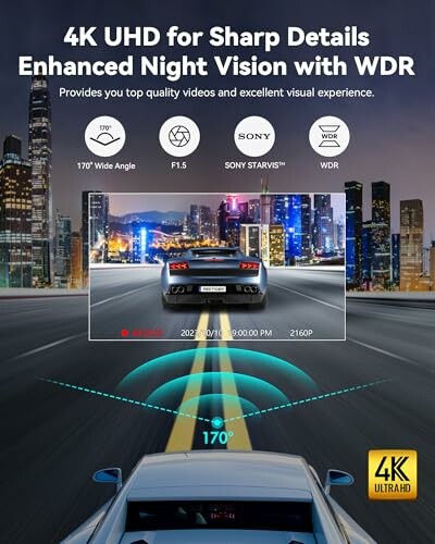 4K UHD display with enhanced night vision and WDR features.