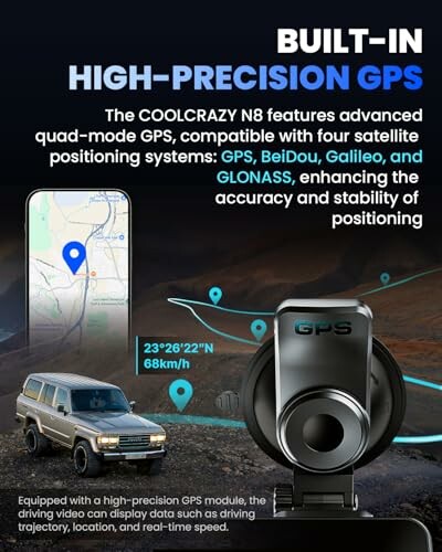 Advertisement for COOLCRAZY N8 featuring advanced GPS with quad-mode compatibility.