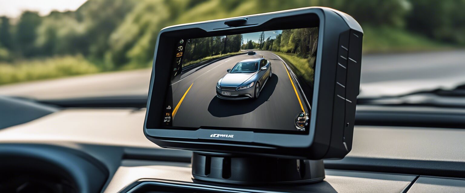 Close-up of dashboard camera installation