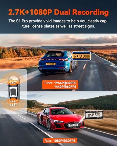 Promotional image for S1 Pro dashcam with dual recording feature