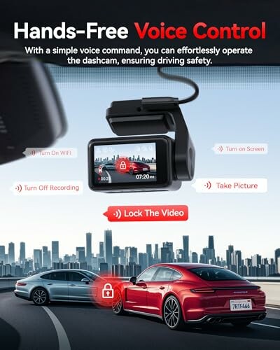 Dashcam with voice control features for driving safety.