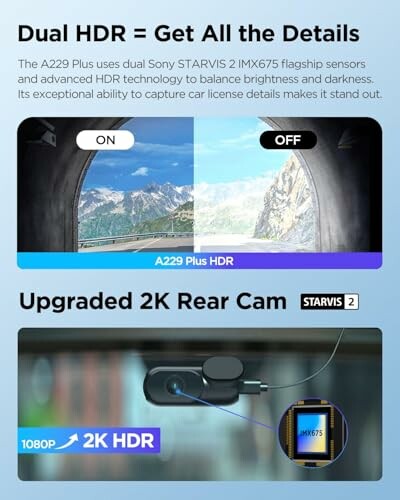 Dual HDR technology comparison with Sony STARVIS 2 sensor in action.