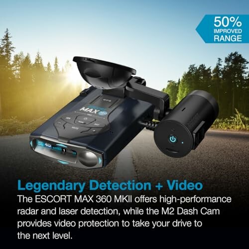 Escort Max 360c radar detector with mount and power button