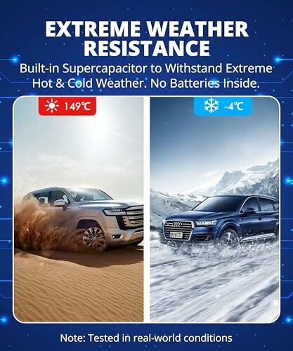 Vehicles demonstrating extreme weather resistance in hot and cold conditions.
