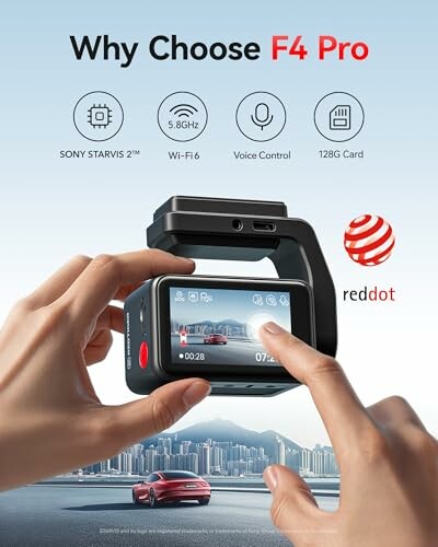 F4 Pro dashcam features and reddot award.