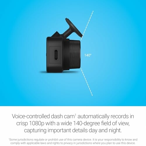 Voice-controlled dash cam with 140-degree field of view.